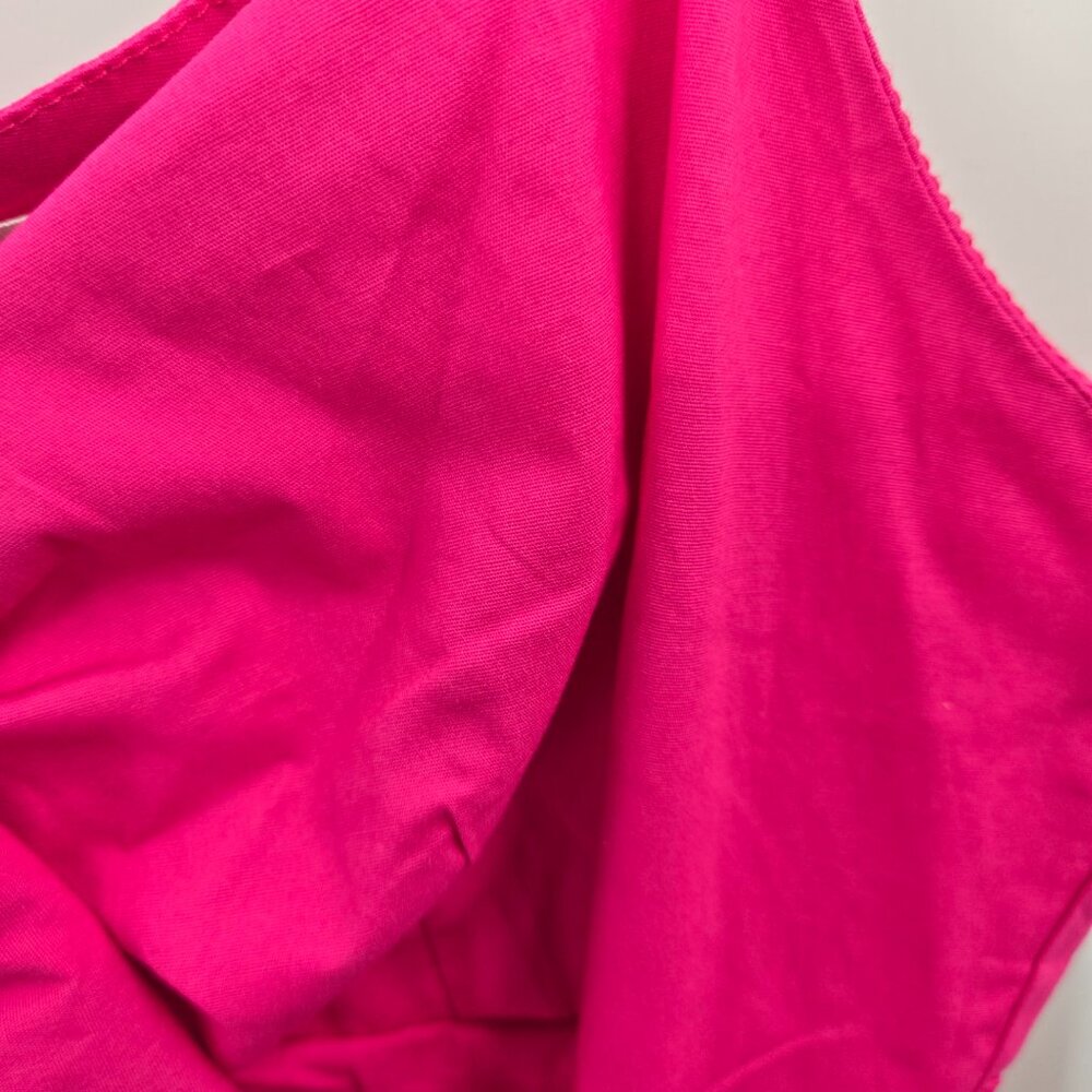 Lush Hot Pink/Fuchsia Slit Bow Adjustable Straps Cotton Maxi Dress Large - Picture 6 of 9